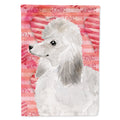 White Standard Poodle Love House Flag 28x40 Porch Sleeve Pole Decorative Outside Yard Banner Artwork Wall Hanging, Polyester
