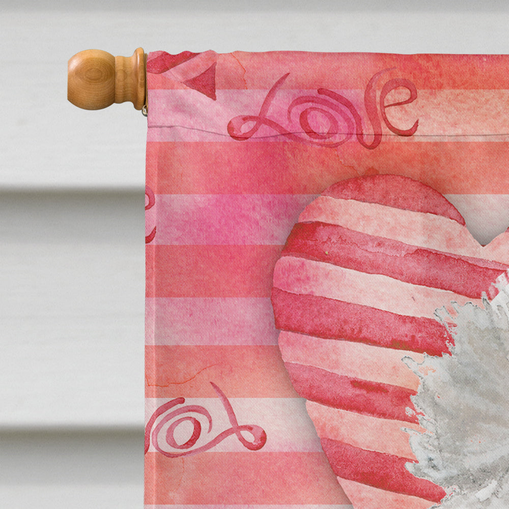 White Standard Poodle Love House Flag 28x40 Porch Sleeve Pole Decorative Outside Yard Banner Artwork Wall Hanging, Polyester