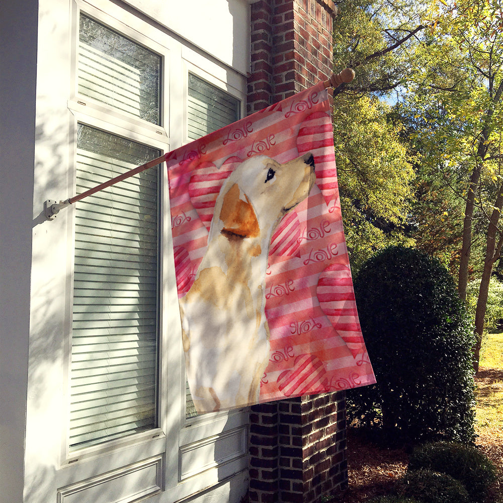 Yellow Labrador #2 Love House Flag 28x40 Porch Sleeve Pole Decorative Outside Yard Banner Artwork Wall Hanging, Polyester