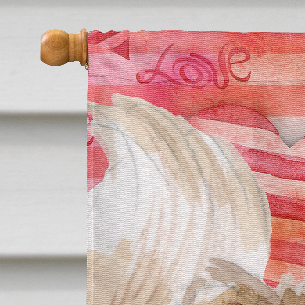 Pomeranian Love House Flag 28x40 Porch Sleeve Pole Decorative Outside Yard Banner Artwork Wall Hanging, Polyester