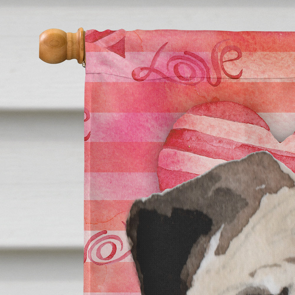 Fawn Pug Love House Flag 28x40 Porch Sleeve Pole Decorative Outside Yard Banner Artwork Wall Hanging, Polyester