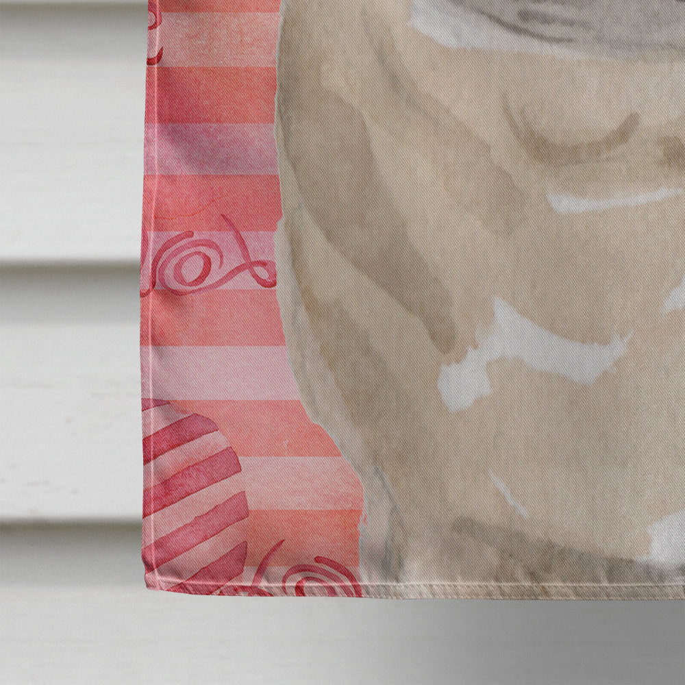 Fawn Pug Love House Flag 28x40 Porch Sleeve Pole Decorative Outside Yard Banner Artwork Wall Hanging, Polyester