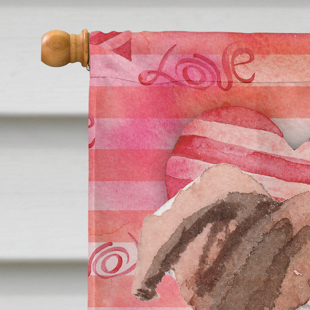 Red Staffie Bull Terrier Love House Flag 28x40 Porch Sleeve Pole Decorative Outside Yard Banner Artwork Wall Hanging, Polyester