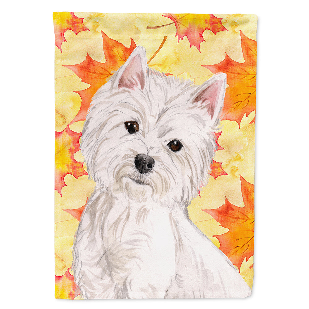 Westie Fall House Flag 28x40 Porch Sleeve Pole Decorative Outside Yard Banner Artwork Wall Hanging, Polyester