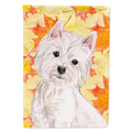 Westie Fall House Flag 28x40 Porch Sleeve Pole Decorative Outside Yard Banner Artwork Wall Hanging, Polyester