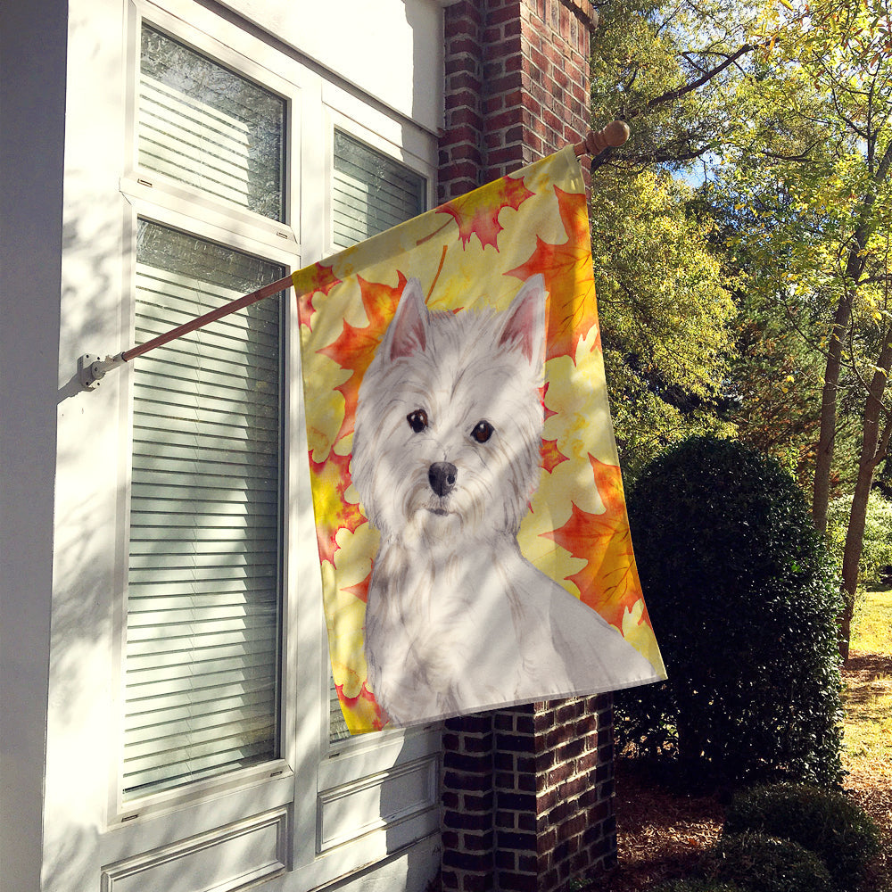 Westie Fall House Flag 28x40 Porch Sleeve Pole Decorative Outside Yard Banner Artwork Wall Hanging, Polyester