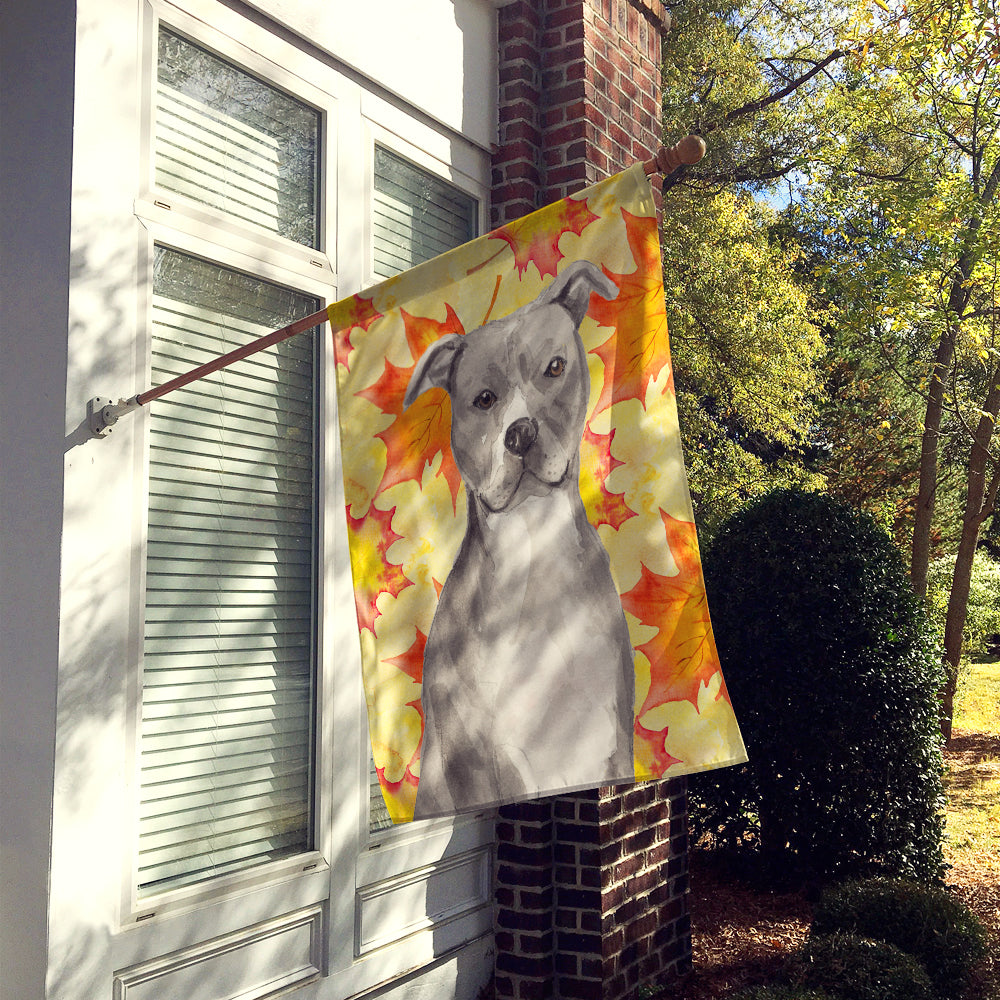 Staffordshire Bull Terrier Fall House Flag 28x40 Porch Sleeve Pole Decorative Outside Yard Banner Artwork Wall Hanging, Polyester