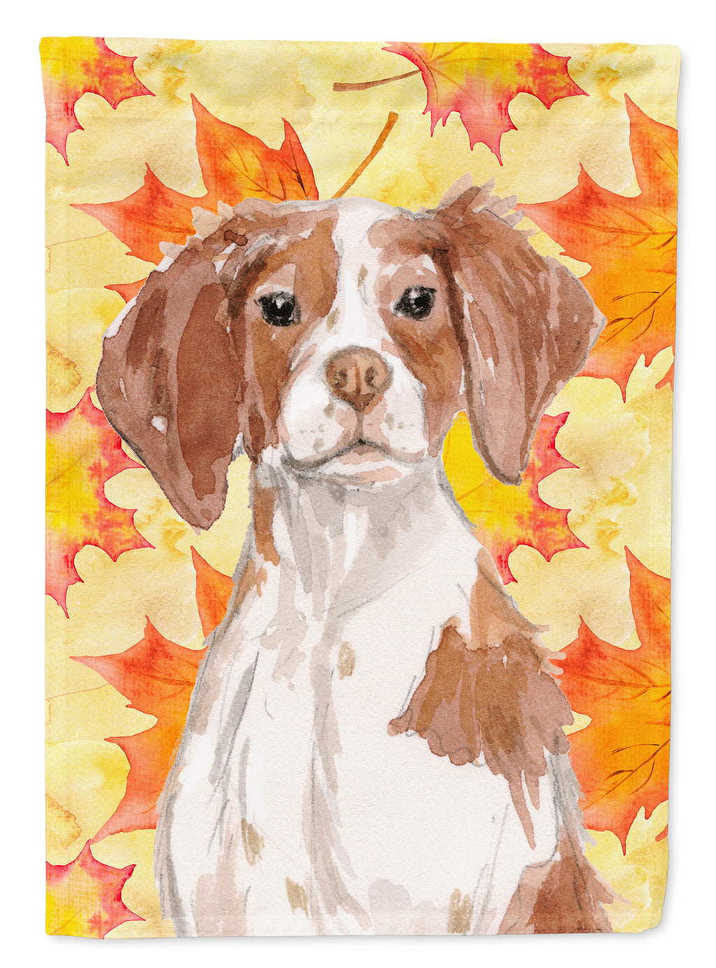 Brittany Spaniel Fall House Flag 28x40 Porch Sleeve Pole Decorative Outside Yard Banner Artwork Wall Hanging, Polyester