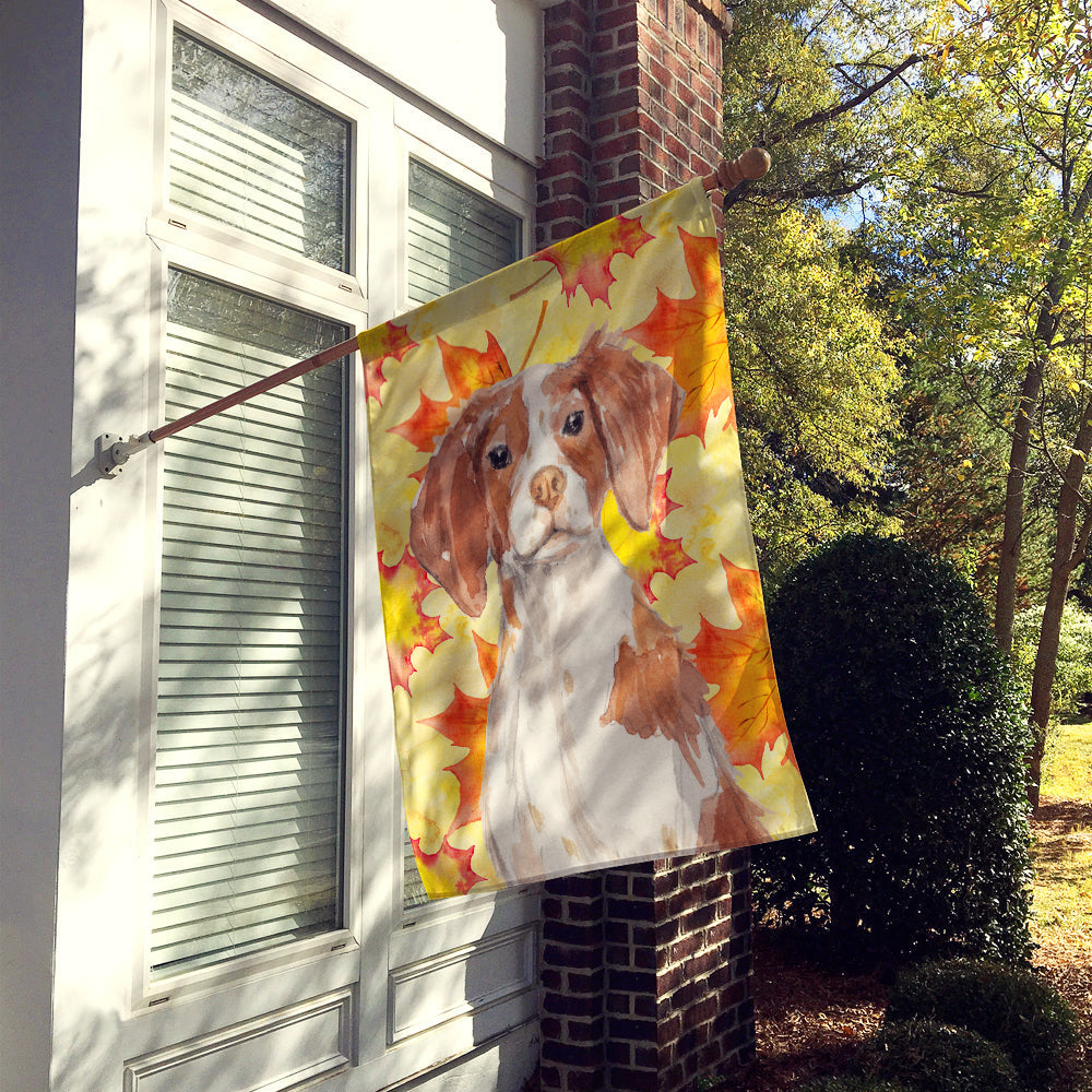 Brittany Spaniel Fall House Flag 28x40 Porch Sleeve Pole Decorative Outside Yard Banner Artwork Wall Hanging, Polyester