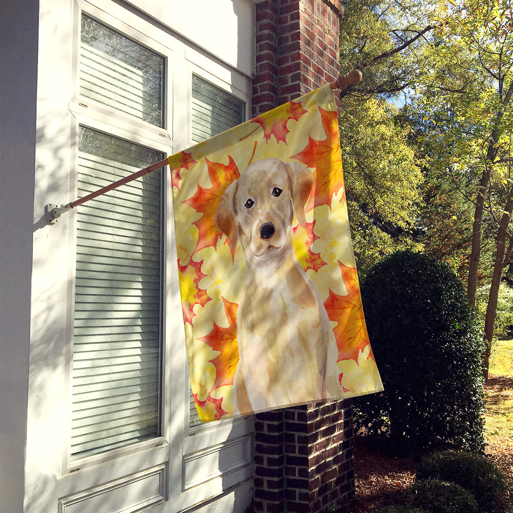 Yellow Labrador Fall House Flag 28x40 Porch Sleeve Pole Decorative Outside Yard Banner Artwork Wall Hanging, Polyester