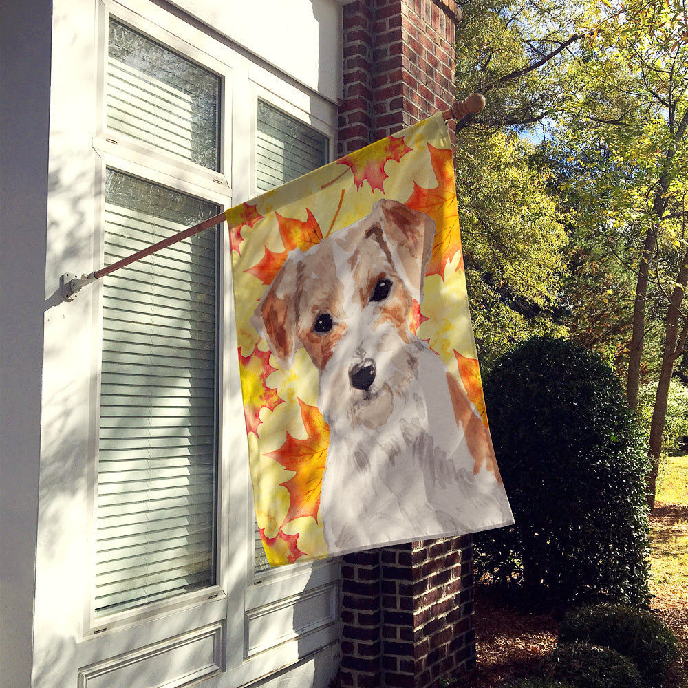 Wire Hair Jack Russell Fall House Flag 28x40 Porch Sleeve Pole Decorative Outside Yard Banner Artwork Wall Hanging, Polyester