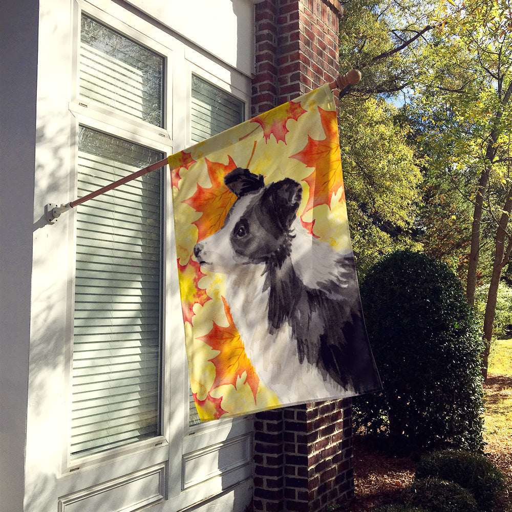 Border Collie Fall House Flag 28x40 Porch Sleeve Pole Decorative Outside Yard Banner Artwork Wall Hanging, Polyester
