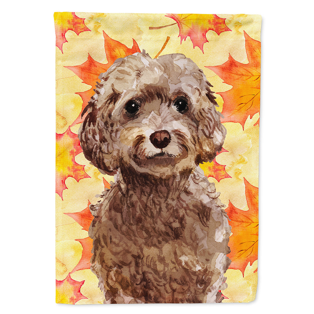 Brown Cockapoo Fall House Flag 28x40 Porch Sleeve Pole Decorative Outside Yard Banner Artwork Wall Hanging, Polyester
