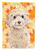 Champagne Cockapoo Fall House Flag 28x40 Porch Sleeve Pole Decorative Outside Yard Banner Artwork Wall Hanging, Polyester
