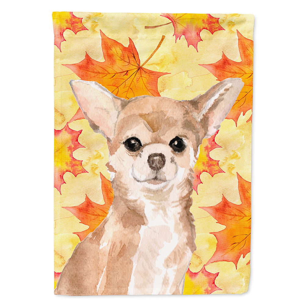 Chihuahua Fall House Flag 28x40 Porch Sleeve Pole Decorative Outside Yard Banner Artwork Wall Hanging, Polyester