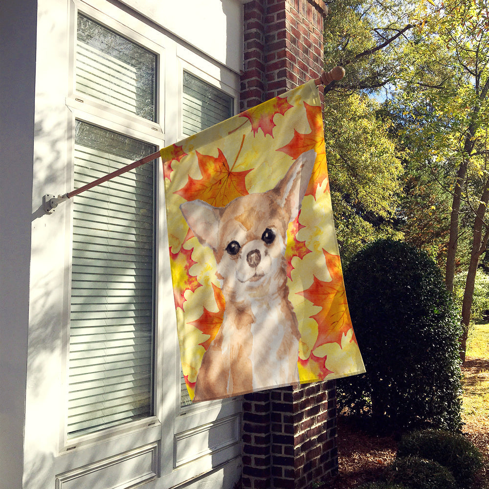 Chihuahua Fall House Flag 28x40 Porch Sleeve Pole Decorative Outside Yard Banner Artwork Wall Hanging, Polyester