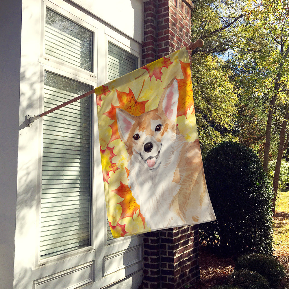 Corgi Fall House Flag 28x40 Porch Sleeve Pole Decorative Outside Yard Banner Artwork Wall Hanging, Polyester