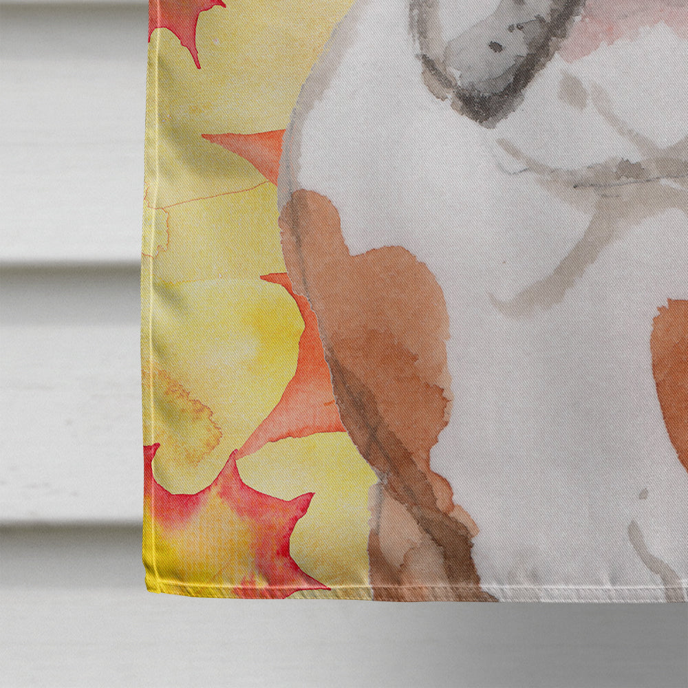 English Bulldog Fall House Flag 28x40 Porch Sleeve Pole Decorative Outside Yard Banner Artwork Wall Hanging, Polyester