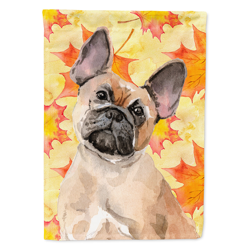 Fawn French Bulldog Fall House Flag 28x40 Porch Sleeve Pole Decorative Outside Yard Banner Artwork Wall Hanging, Polyester