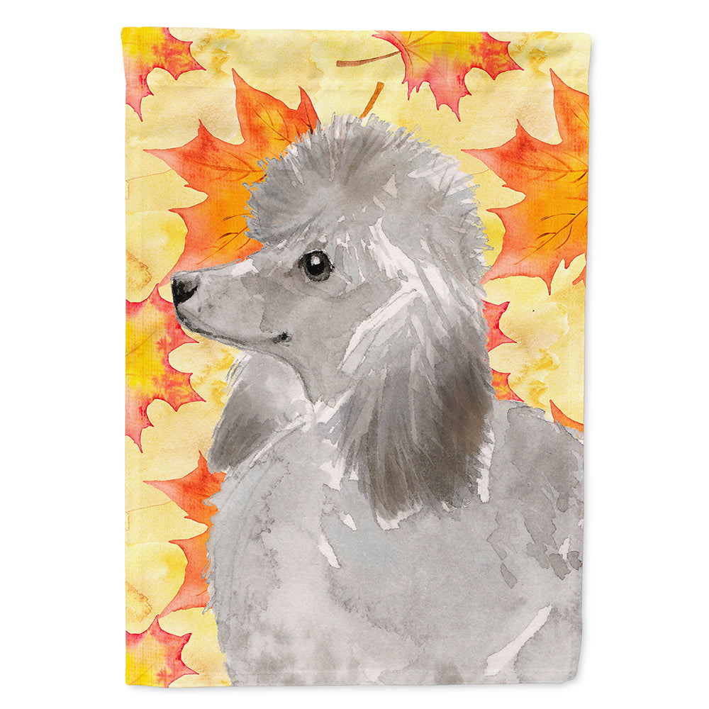 Grey Standard Poodle Fall House Flag 28x40 Porch Sleeve Pole Decorative Outside Yard Banner Artwork Wall Hanging, Polyester