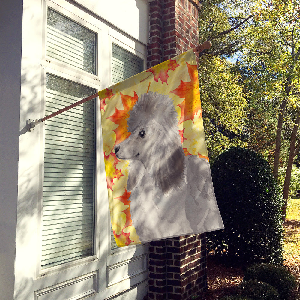 Grey Standard Poodle Fall House Flag 28x40 Porch Sleeve Pole Decorative Outside Yard Banner Artwork Wall Hanging, Polyester