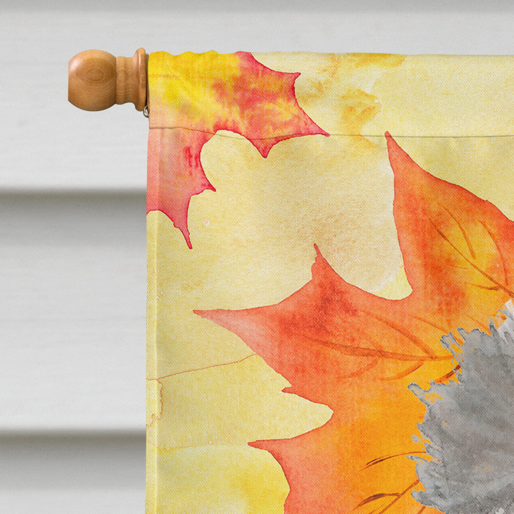 Grey Standard Poodle Fall House Flag 28x40 Porch Sleeve Pole Decorative Outside Yard Banner Artwork Wall Hanging, Polyester