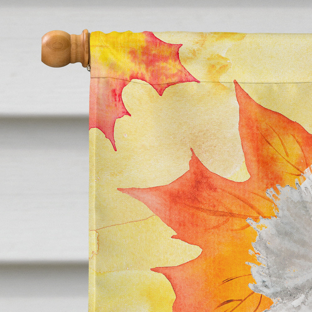 White Standard Poodle Fall House Flag 28x40 Porch Sleeve Pole Decorative Outside Yard Banner Artwork Wall Hanging, Polyester