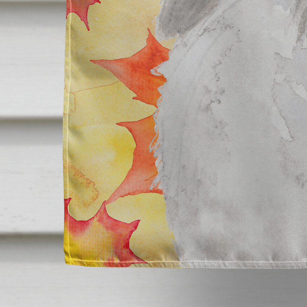 White Standard Poodle Fall House Flag 28x40 Porch Sleeve Pole Decorative Outside Yard Banner Artwork Wall Hanging, Polyester