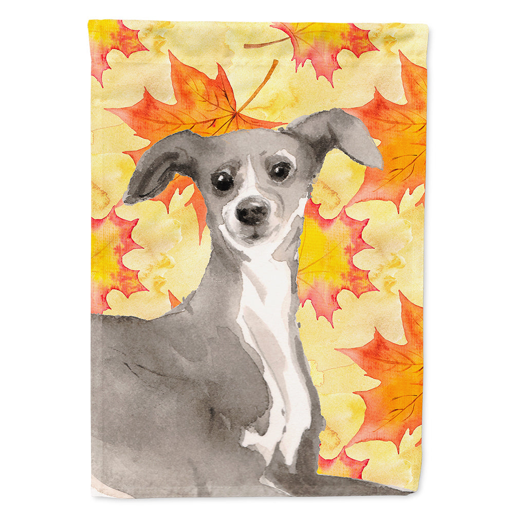 Italian Greyhound Fall House Flag 28x40 Porch Sleeve Pole Decorative Outside Yard Banner Artwork Wall Hanging, Polyester