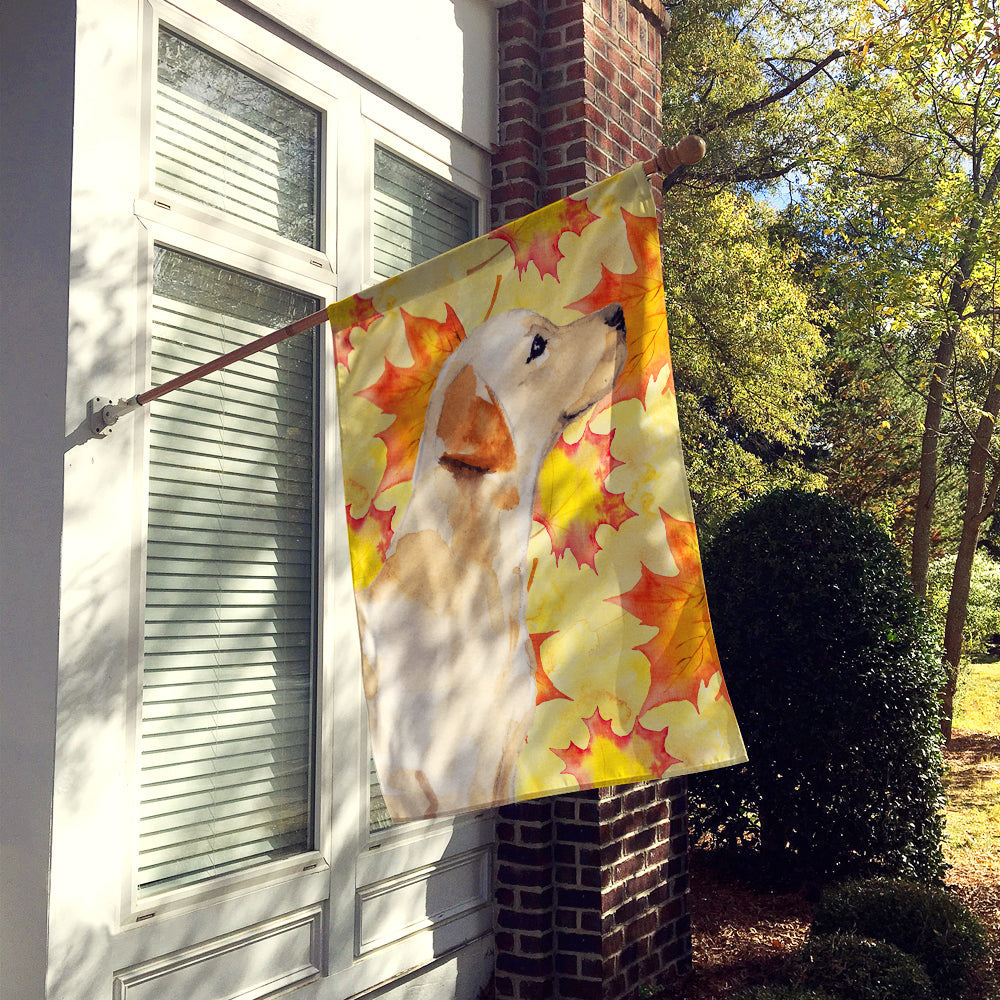 Yellow Labrador #2 Fall House Flag 28x40 Porch Sleeve Pole Decorative Outside Yard Banner Artwork Wall Hanging, Polyester