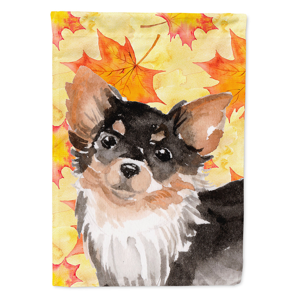 Long Haired Chihuahua Fall House Flag 28x40 Porch Sleeve Pole Decorative Outside Yard Banner Artwork Wall Hanging, Polyester