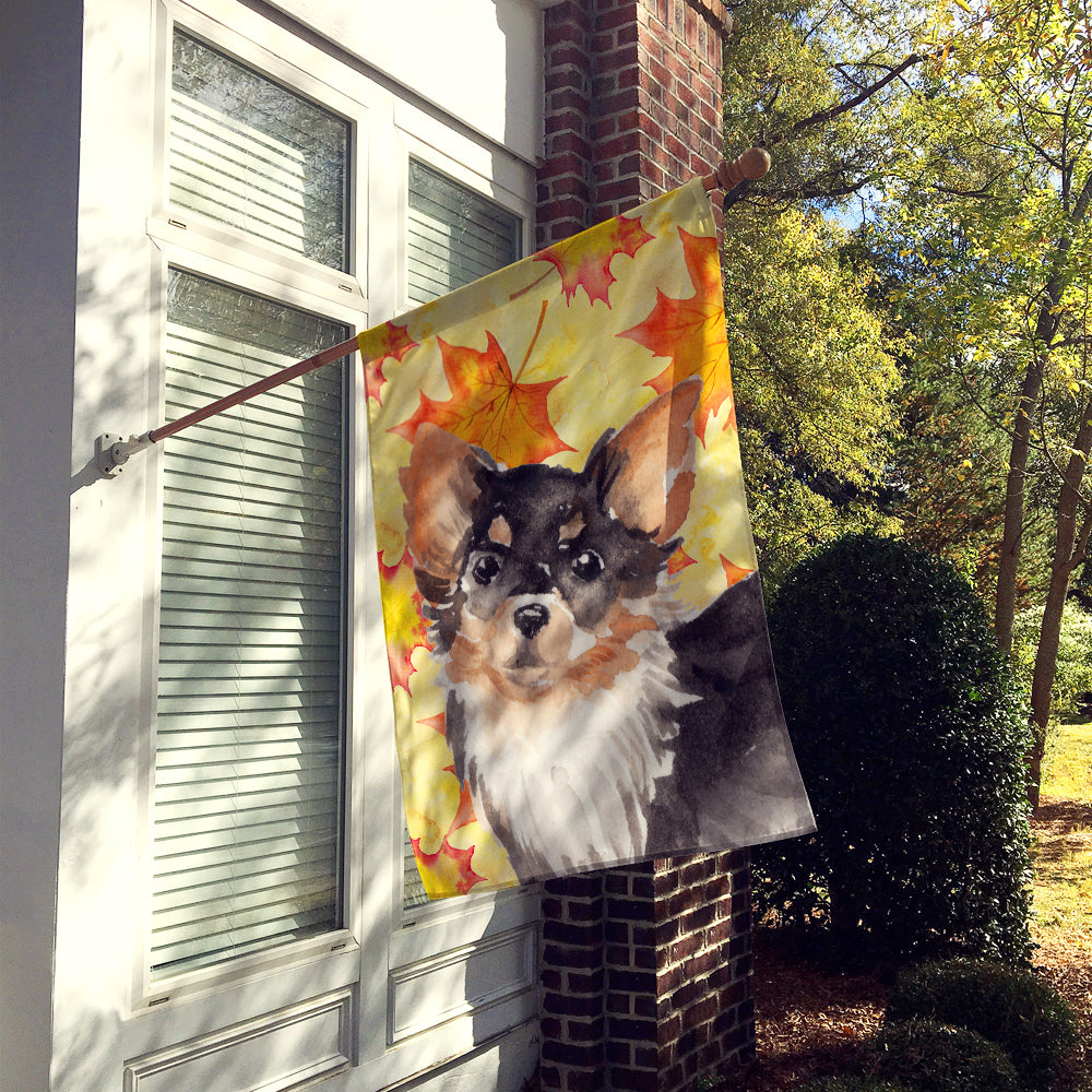 Long Haired Chihuahua Fall House Flag 28x40 Porch Sleeve Pole Decorative Outside Yard Banner Artwork Wall Hanging, Polyester