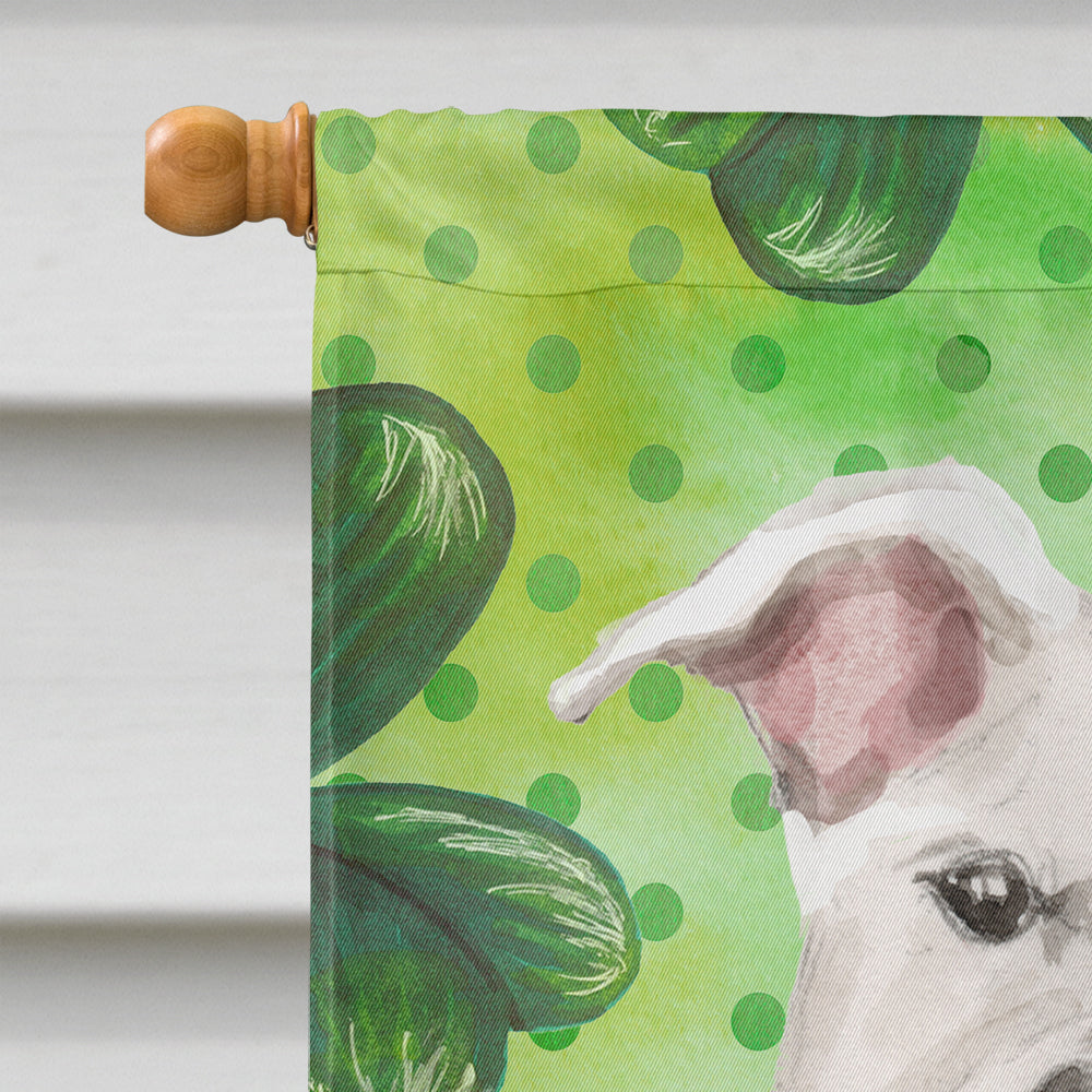 White Staffie Bull Terrier St. Patrick's House Flag 28x40 Porch Sleeve Pole Decorative Outside Yard Banner Artwork Wall Hanging, Polyester