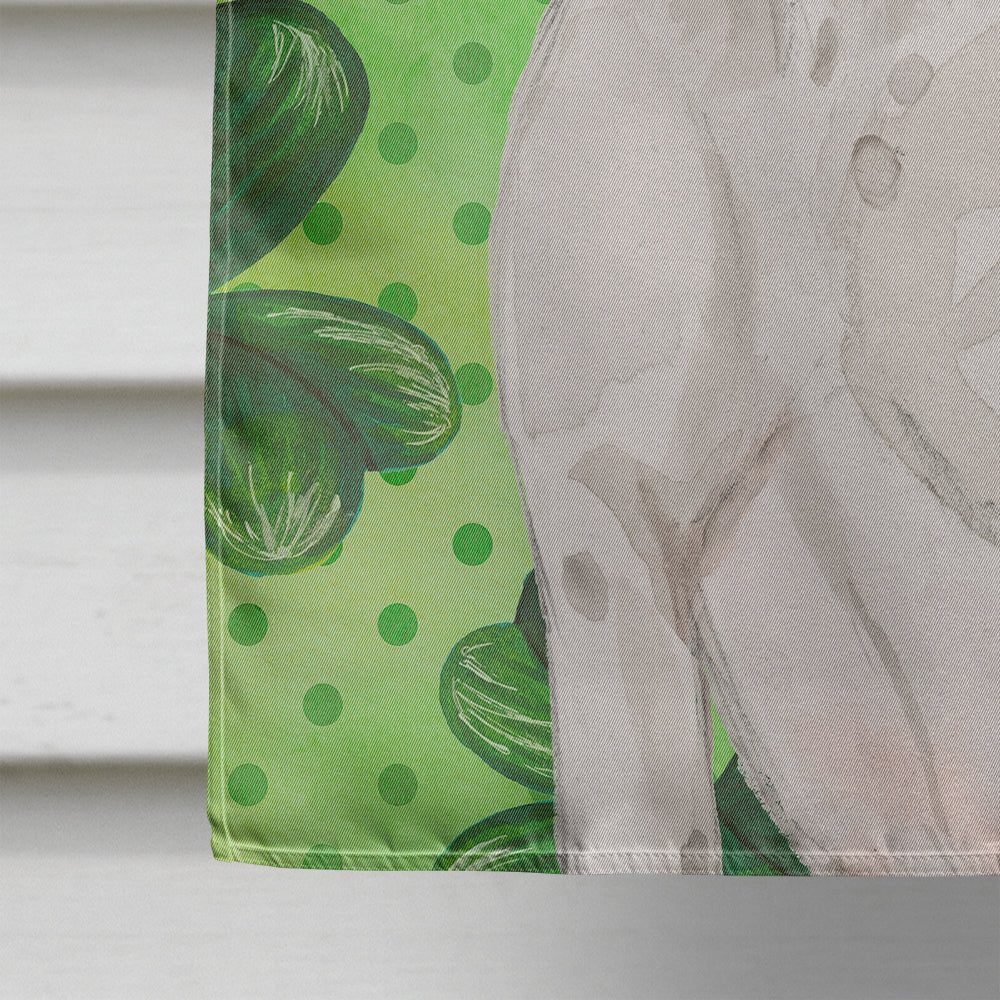 White Staffie Bull Terrier St. Patrick's House Flag 28x40 Porch Sleeve Pole Decorative Outside Yard Banner Artwork Wall Hanging, Polyester