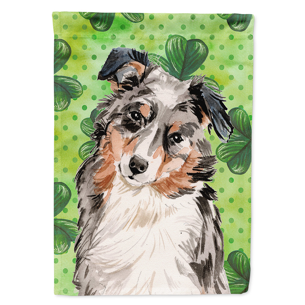 Australian Shepherd St. Patrick's House Flag 28x40 Porch Sleeve Pole Decorative Outside Yard Banner Artwork Wall Hanging, Polyester