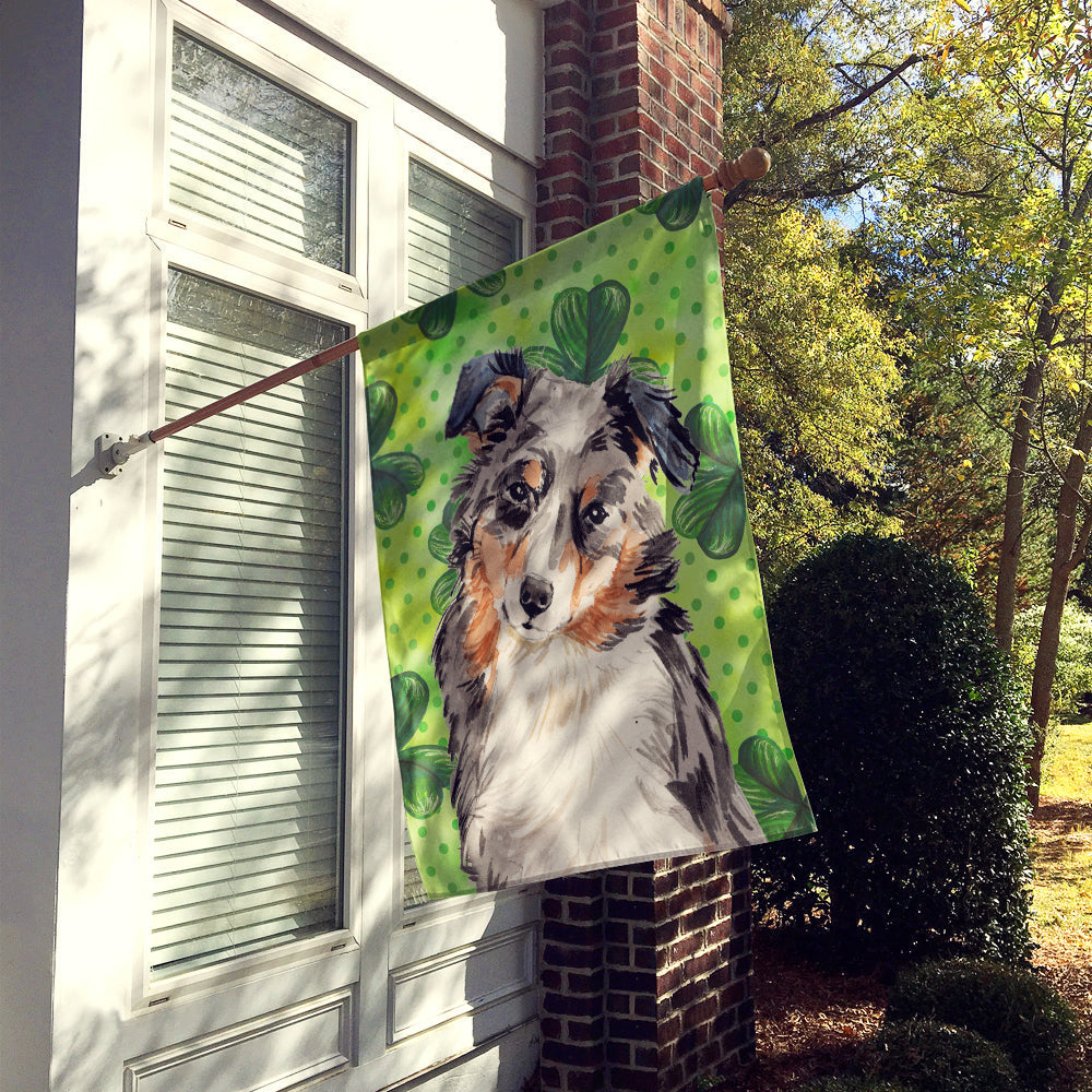 Australian Shepherd St. Patrick's House Flag 28x40 Porch Sleeve Pole Decorative Outside Yard Banner Artwork Wall Hanging, Polyester