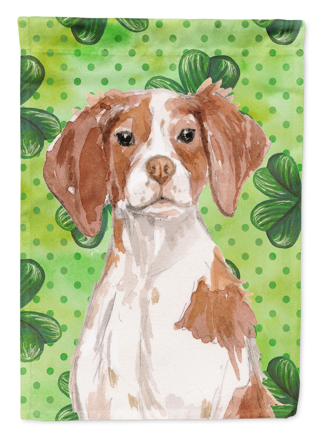 Brittany Spaniel St. Patrick's House Flag 28x40 Porch Sleeve Pole Decorative Outside Yard Banner Artwork Wall Hanging, Polyester