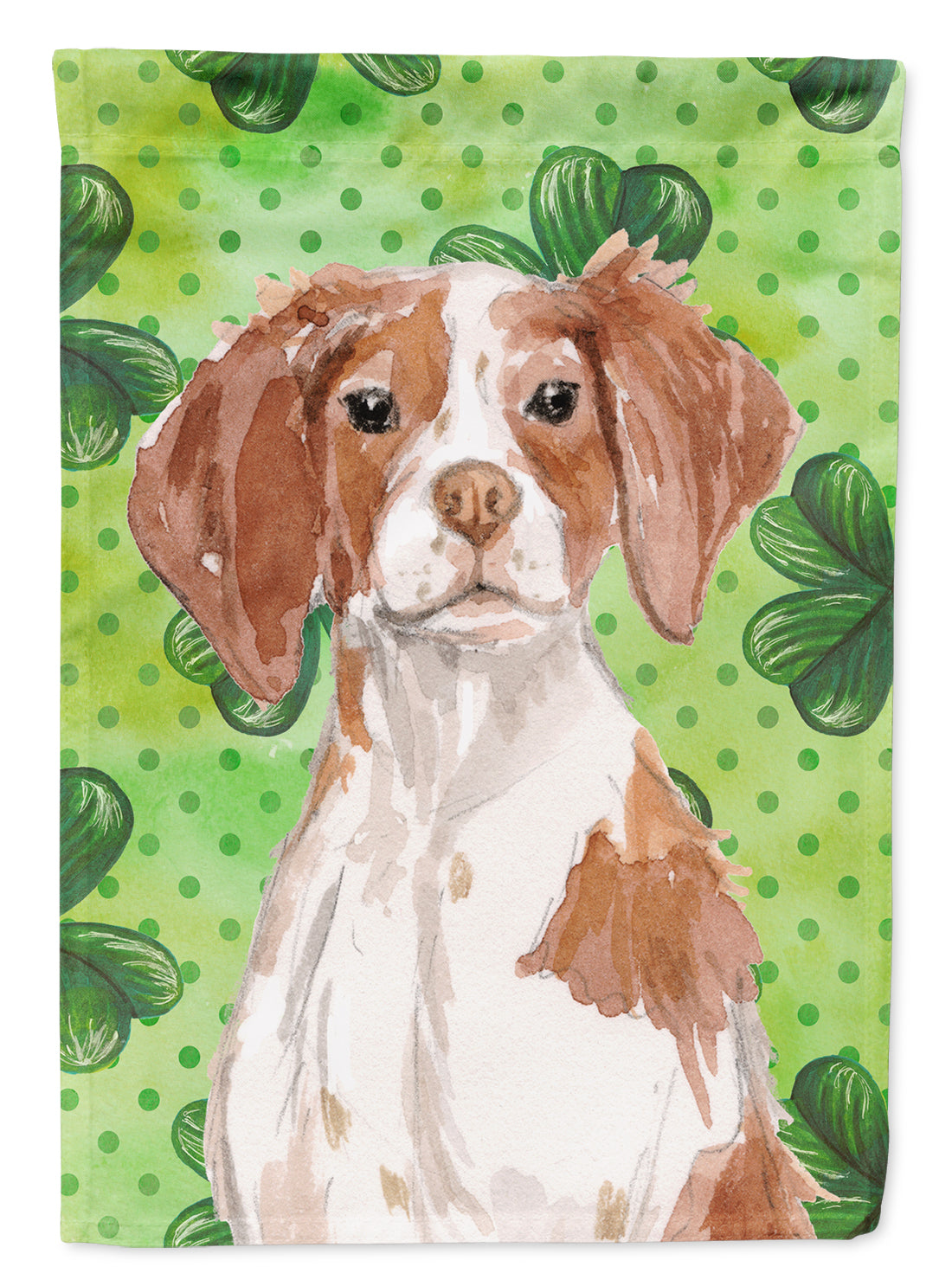 Brittany Spaniel St. Patrick's House Flag 28x40 Porch Sleeve Pole Decorative Outside Yard Banner Artwork Wall Hanging, Polyester
