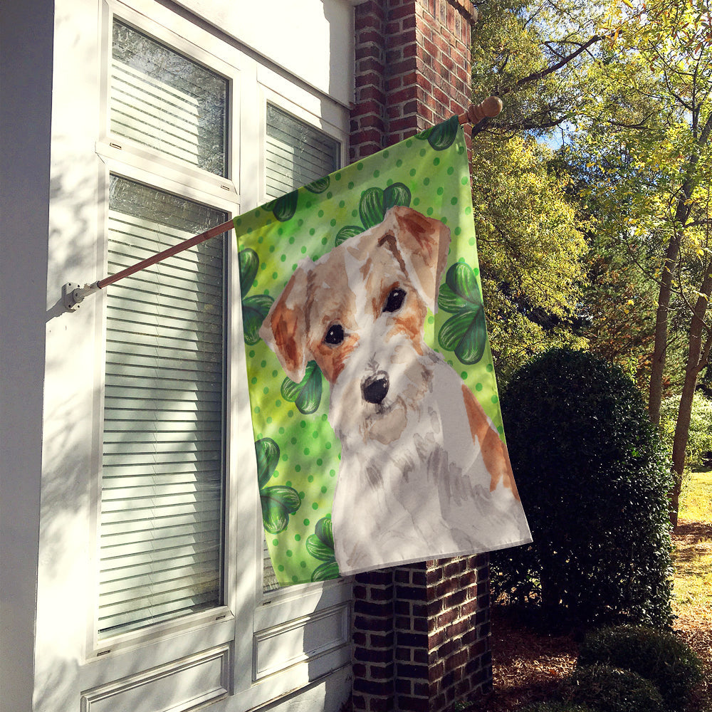 Wire Hair Jack Russell St. Patrick's House Flag 28x40 Porch Sleeve Pole Decorative Outside Yard Banner Artwork Wall Hanging, Polyester