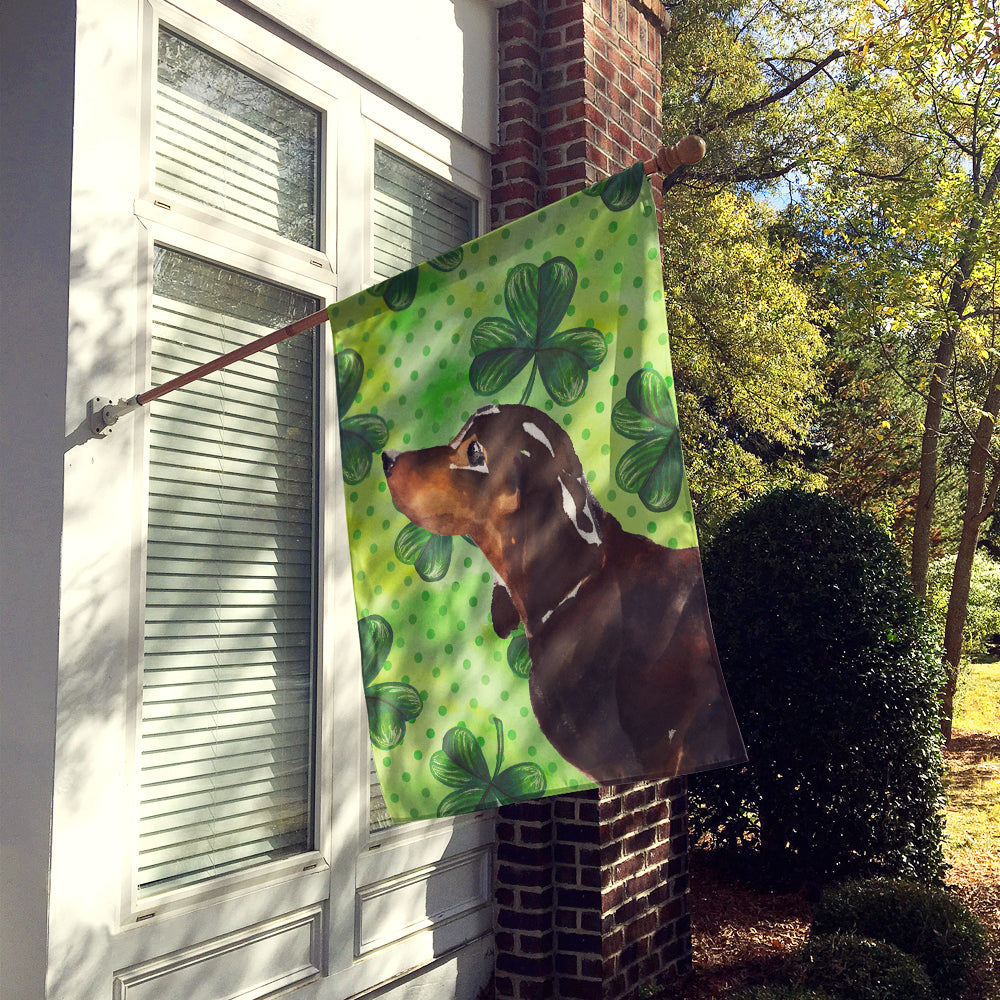 Black and Tan Dachshund St. Patrick's House Flag 28x40 Porch Sleeve Pole Decorative Outside Yard Banner Artwork Wall Hanging, Polyester