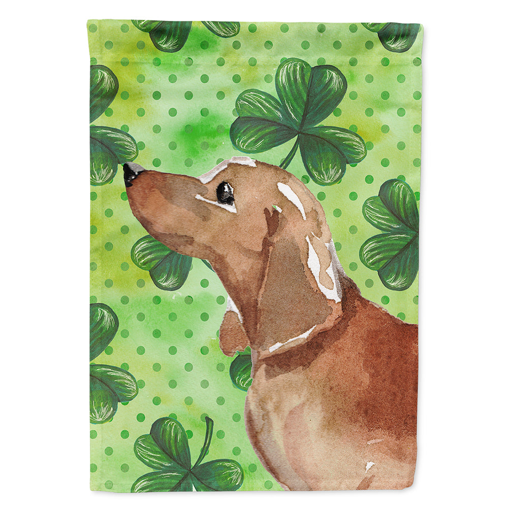 Red Tan Dachshund St. Patrick's House Flag 28x40 Porch Sleeve Pole Decorative Outside Yard Banner Artwork Wall Hanging, Polyester