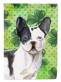 Black White French Bulldog St. Patrick's House Flag 28x40 Porch Sleeve Pole Decorative Outside Yard Banner Artwork Wall Hanging, Polyester