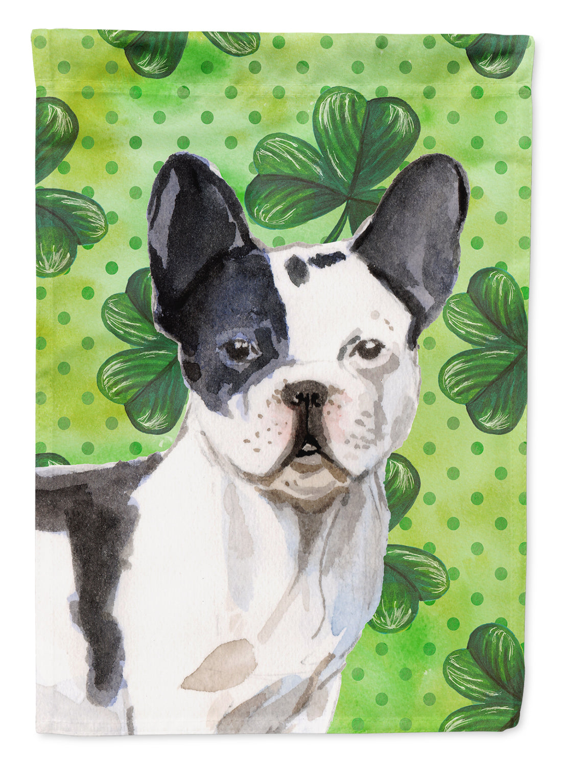 Black White French Bulldog St. Patrick's House Flag 28x40 Porch Sleeve Pole Decorative Outside Yard Banner Artwork Wall Hanging, Polyester