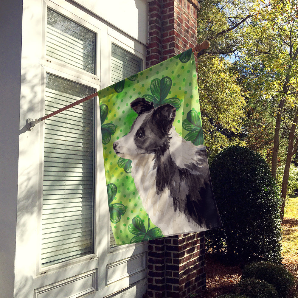 Border Collie St. Patrick's House Flag 28x40 Porch Sleeve Pole Decorative Outside Yard Banner Artwork Wall Hanging, Polyester