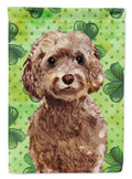 Brown Cockapoo St. Patrick's House Flag 28x40 Porch Sleeve Pole Decorative Outside Yard Banner Artwork Wall Hanging, Polyester