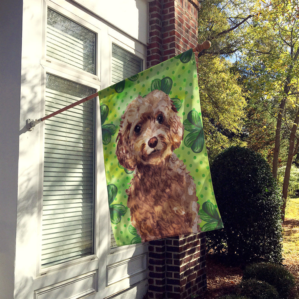 Brown Cockapoo St. Patrick's House Flag 28x40 Porch Sleeve Pole Decorative Outside Yard Banner Artwork Wall Hanging, Polyester