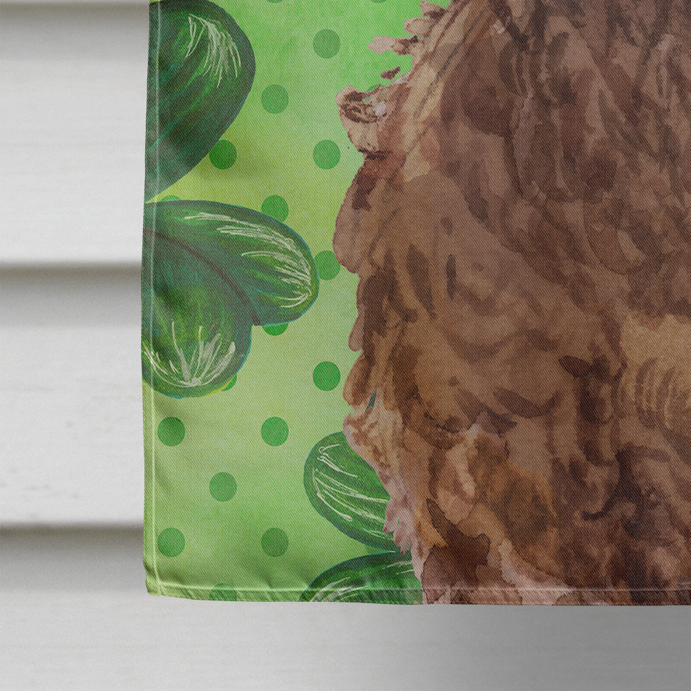 Brown Cockapoo St. Patrick's House Flag 28x40 Porch Sleeve Pole Decorative Outside Yard Banner Artwork Wall Hanging, Polyester