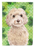 Champagne Cockapoo St. Patrick's House Flag 28x40 Porch Sleeve Pole Decorative Outside Yard Banner Artwork Wall Hanging, Polyester