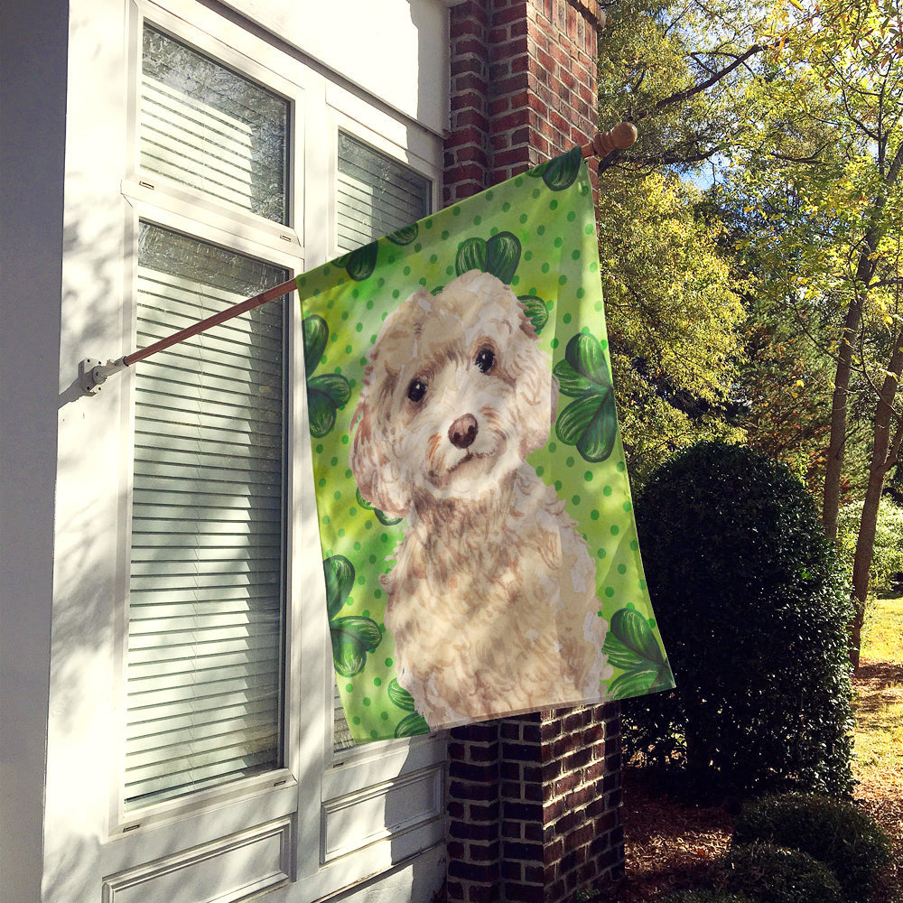 Champagne Cockapoo St. Patrick's House Flag 28x40 Porch Sleeve Pole Decorative Outside Yard Banner Artwork Wall Hanging, Polyester