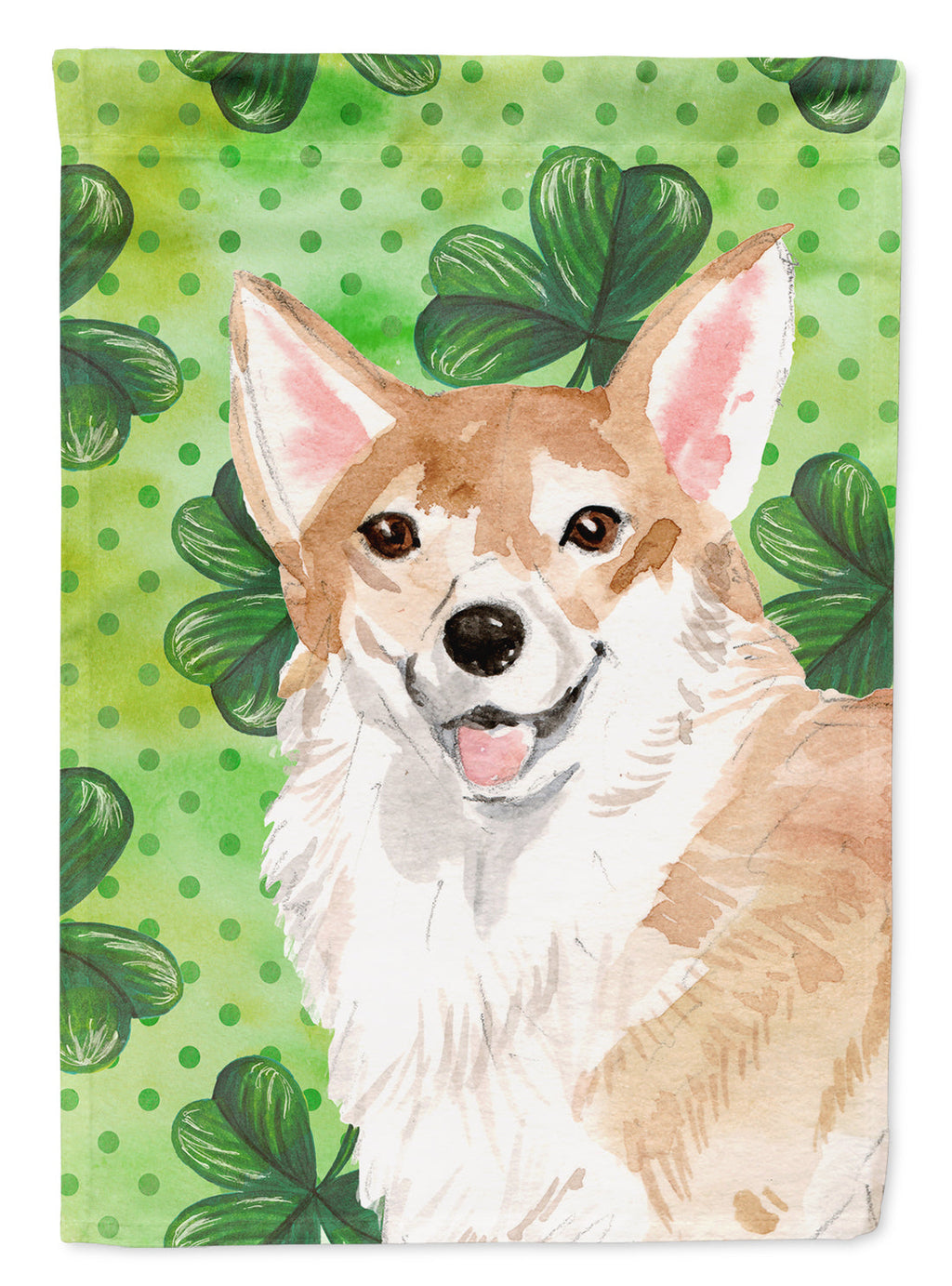 Corgi St. Patrick's House Flag 28x40 Porch Sleeve Pole Decorative Outside Yard Banner Artwork Wall Hanging, Polyester